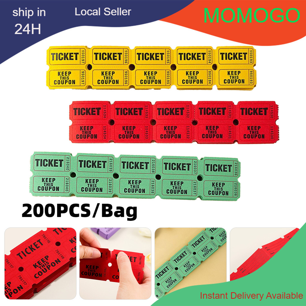 200 ชิ้น/ถุง Universal กระดาษ Raffle Tickets กิจกรรมตั๋วกระดาษเดี่ยวป้ายกิจกรรมเครื่องดื่ม Raffle Ti