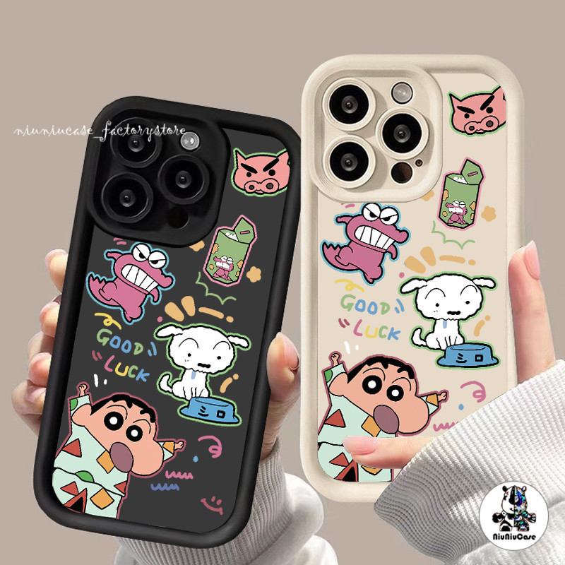 น่ารัก ชินชินในชุดนอน For Samsung Galaxy A15 A24 A14 A50 A04s A11 A05 A04 A05s A13 A03s A32 A03 A53 A34 A54 A12 A04E เคส