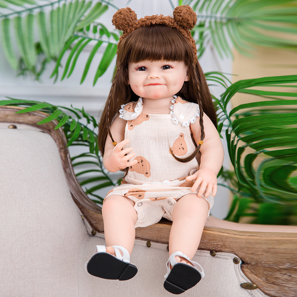 ตุ๊กตาเด็ก เกิดใหม่ เหมือนจริง - 21นิ้ว-จริงตุ๊กตารู้สึกสมจริง-ทารกแรกเกิดตุ๊กตาเด็กยิ้มน่ารักชีวิตจริงพร้อมกล่องของขวัญสําหรับเด็กอายุ