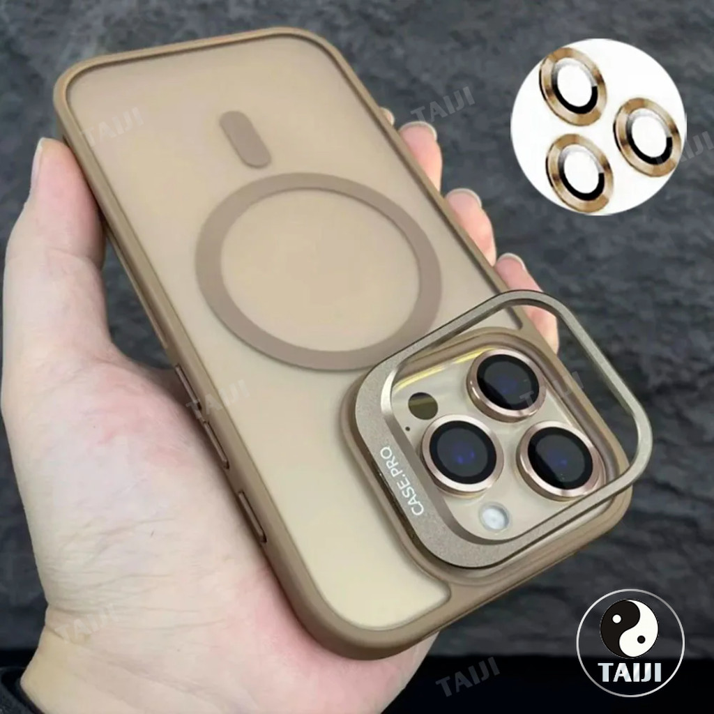 TAIJI หรูหรา Skin-feeling Magnetic Mount สําหรับ iPhone 16 15 14 13 12 11 Pro Max Plus กรณีเลนส์ป้องกันรวม