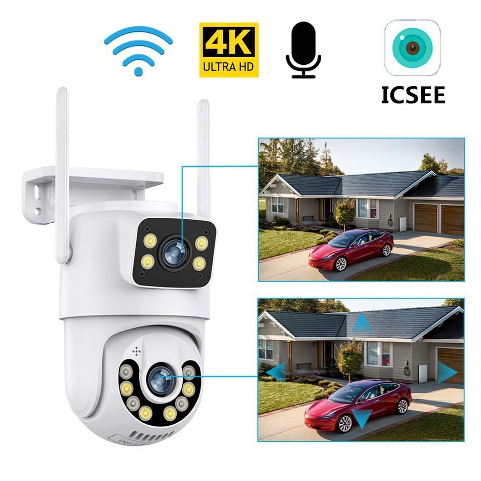 [2025] ICSEE Gun Ball Linkage Dual Lens 6MP Dual Screen PTZ HD Camera Wireless Monitor