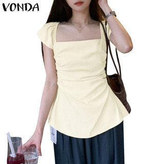 VONDA ผู้หญิงเกาหลี Ladylike คอเหลี่ยมแขนบินถังเอว