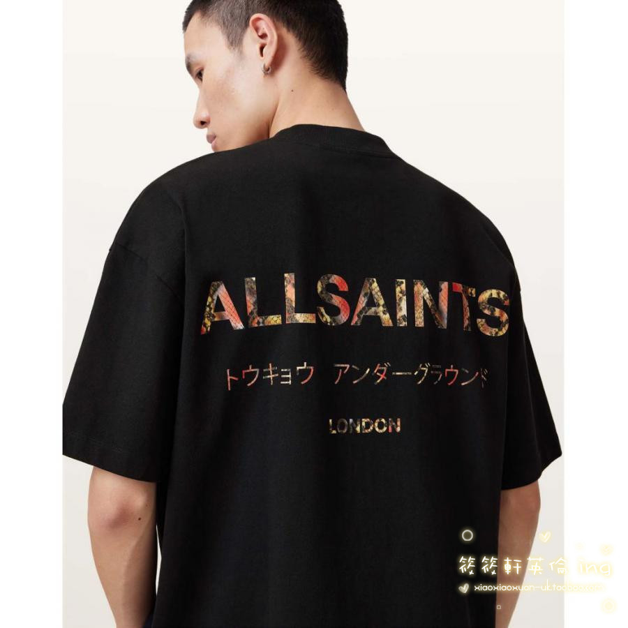 Allsaints Mens Classic Versatile Letter Logo Cotton Base T-shirt