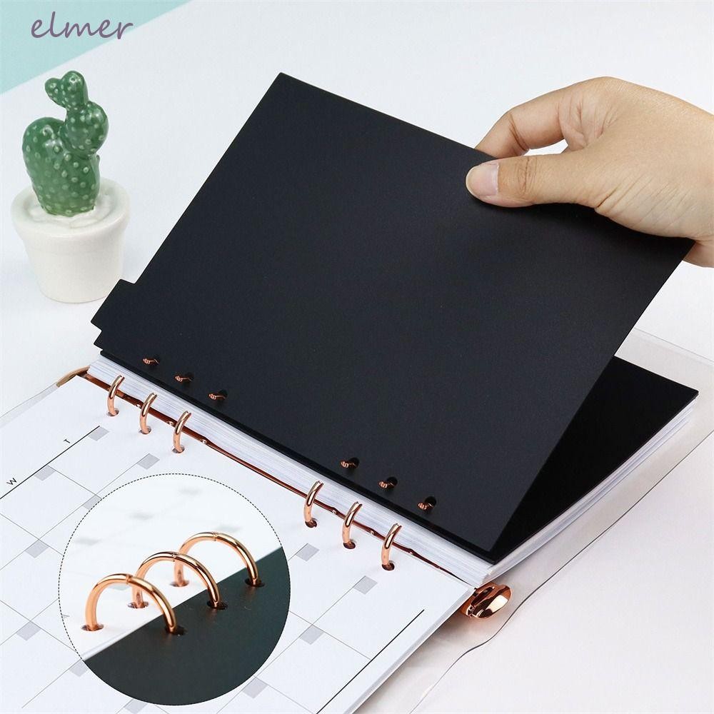 ELMER Index Divider เครื่องเขียนอุปกรณ์เสริมโน้ตบุ๊คหน้า Dividers กระดาษด้านใน A5 A6 A7 สีดํา Binder Index Separator