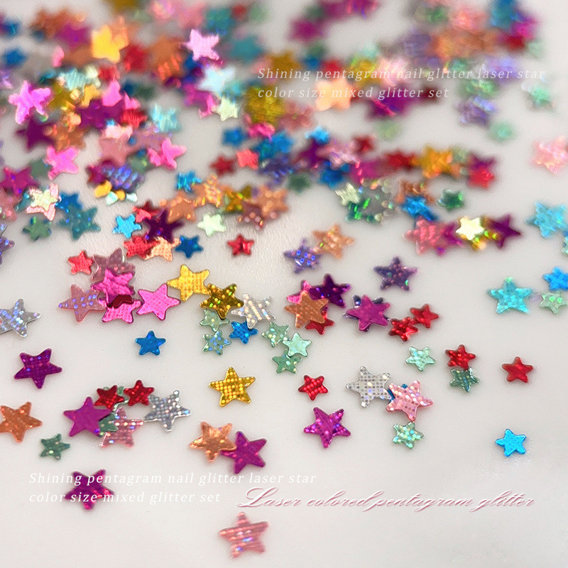 2 ดาวห้าแฉกที่มีสีสันแต่งเล็บเลื่อมลูกอมสีเลเซอร์ดาวเลื่อมอุปกรณ์เสริมอุปกรณ์เสริม - รูปที่ 2