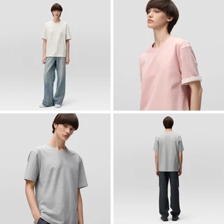 เสื้อยืดคอกลมแขนสั้น ผ้านิ่มมาก ไม่หดไม่ย้วยไม่ต้องรีด unisex สีทึบ Oversize