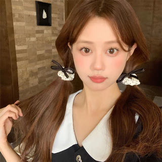 อารมณ์ลายจุดโบว์ลำไส้เชือกผมสำหรับผู้หญิงยืดหยุ่นสูงยางรัดผมหางม้าอุปกรณ์ผม