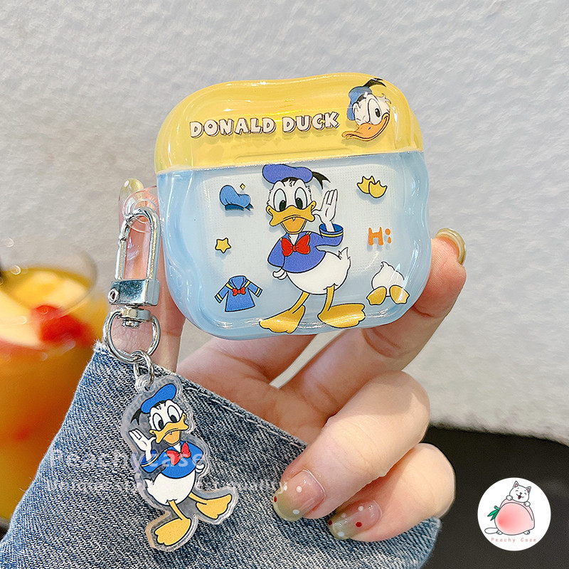 Disney Donald Duck จี้หูฟังป้องกันกรณีสําหรับ Airpods 1 2 3 4 Pro Pro2 Airpods4 Anti-loss IMD ไร้สายบลูทูธชุดหูฟัง - รูปที่ 4