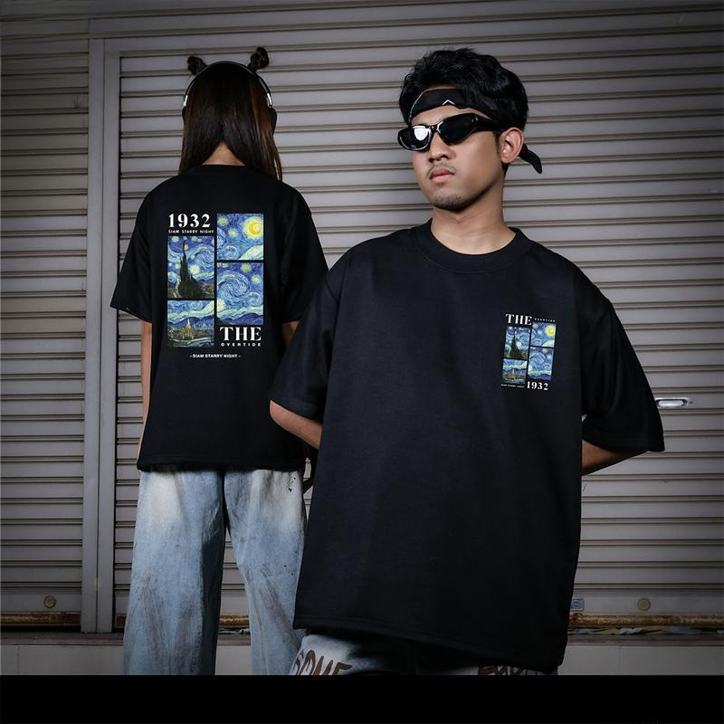 เสื้อยืด Oversize Starry Night Series สำหรับผู้ชายและผู้หญิง