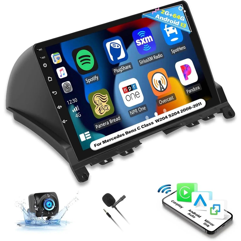 Android 13 Car Stereo for Mercedes Benz C Class 3 W204 S204 2006-2011 Wireless CarPlay Andriod Auto 
