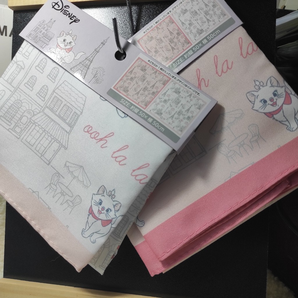 ผ้าห่อกล่องข้าว Lunch Cloth ผ้าลันช์คลอธ +ดีสนีย์ มารี Aristocats Disney+ 50x50cm ลายปารีส น่ารัก 🐱