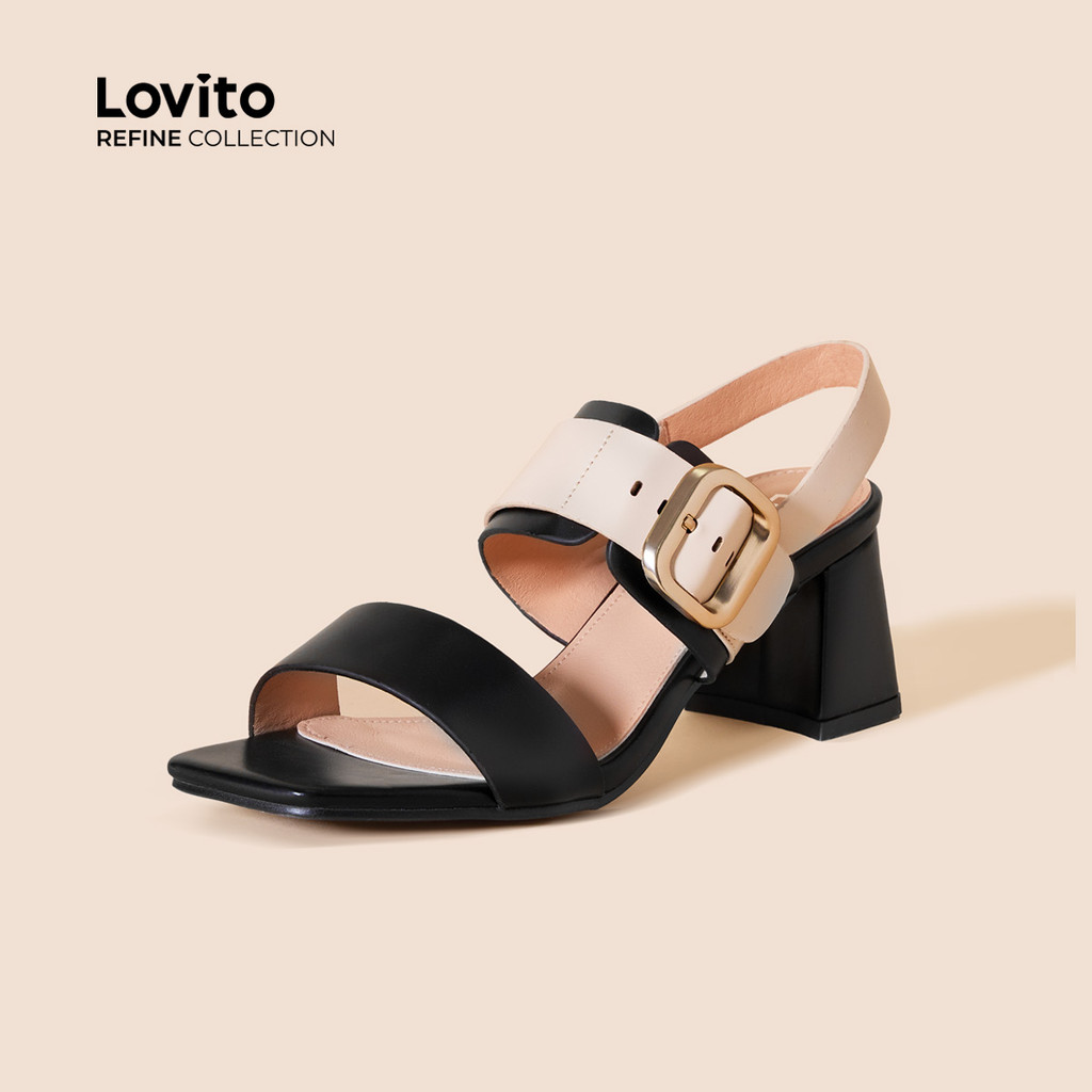 (Lovito Refine)  หัวเข็มขัดโลหะสีตัดกันธรรมดาหรูหราสองเข็มขัดโหมดที่ต้องการของ การเดินทางHigh End Urban Chic ผู้หญิง LR12409