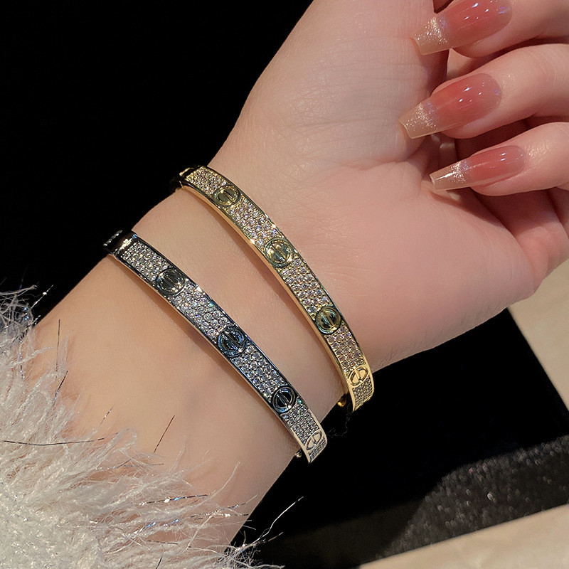 สร้อยข้อมือเพชรเต็มขนาดใหญ่/สร้อยข้อมือแฟชั่นคลาสสิก/สร้อยข้อมือคู่/ของขวัญ
