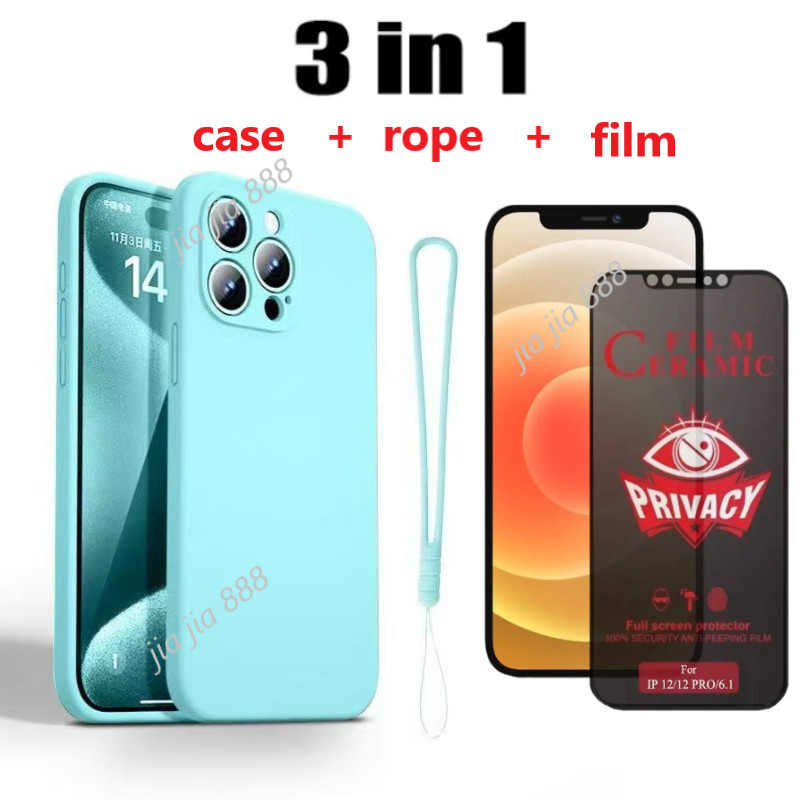 3in1 Anti Spy ฟิล์มเคสโทรศัพท์สําหรับ Huawei Y7A Y7P Y6P Y7 Y6 Pro Y9 Prime Nova Y61 Y70 Y71 Y72 Y90