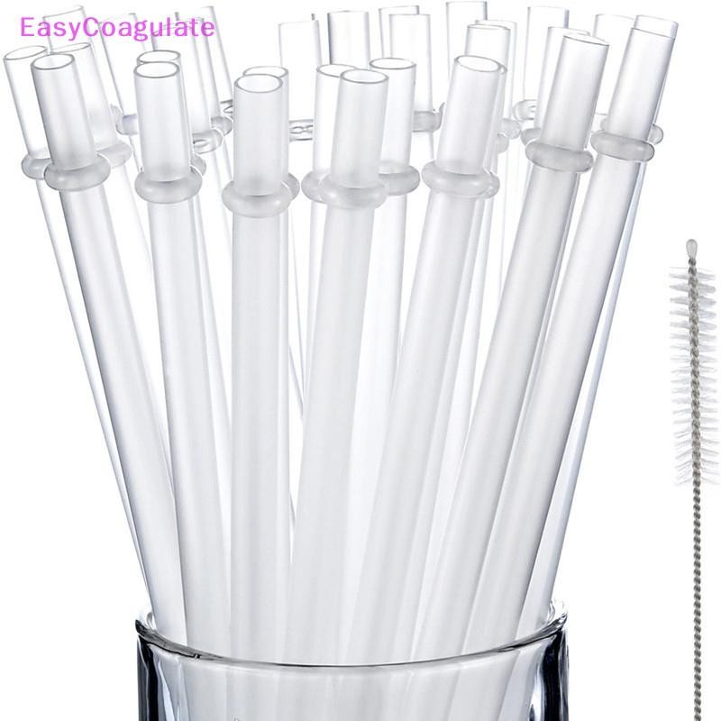 Eas 10 ชิ้นสีขาว Glitter พลาสติกฟาง 9 นิ้วยาวนํามาใช้ใหม่ Hard ดื่มหลอดสําหรับ Tumbler แก้วถ้วยขวด Ate – โปรปัง