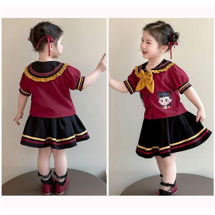 ชุดเซ็ตเด็กผู้หญิงลาย Kuromi สุดน่ารัก – เสื้อเซเลอร์+กระโปรงจีบสไตล์แฟชั่นการ์ตูน 2 ชิ้น - รูปที่ 6