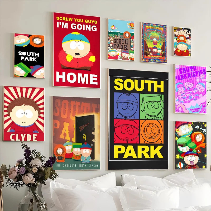 1PC S-South Cartoon P-Park Poster Movie Sticky Posters Retro Kraft Paper Sticker DIY Room Bar Cafe A