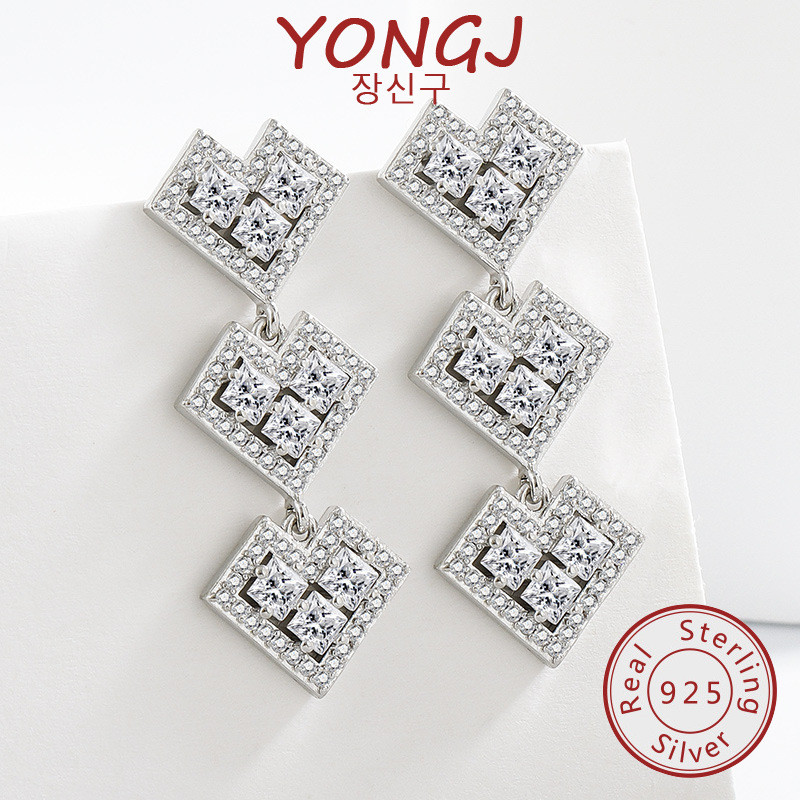 ต่างหูยาวประดับเพชรรูปหัวใจทันสมัยและไม่ซ้ําใคร B2805