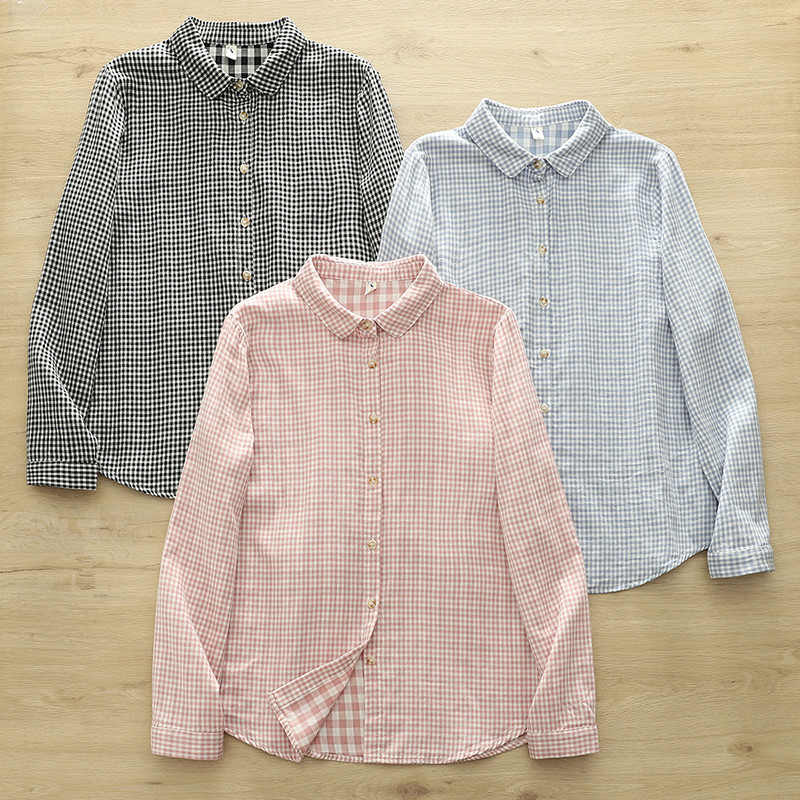 5 สี 100% เสื้อผ้าฝ้าย 2025 ฤดูใบไม้ร่วงลายสก๊อตเส้นด้ายฝ้ายสุภาพสตรีเสื้อสเวตเตอร์ถักเสื้อแขนยาว สูงสุด อินเทรนด์