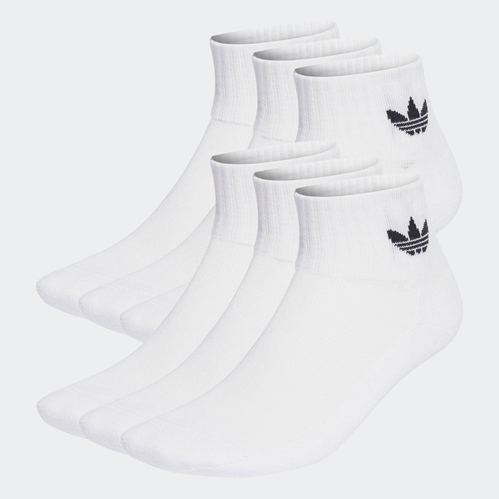 adidas Lifestyle Mid Ankle Socks 6 Pairs Unisex White IJ5627
