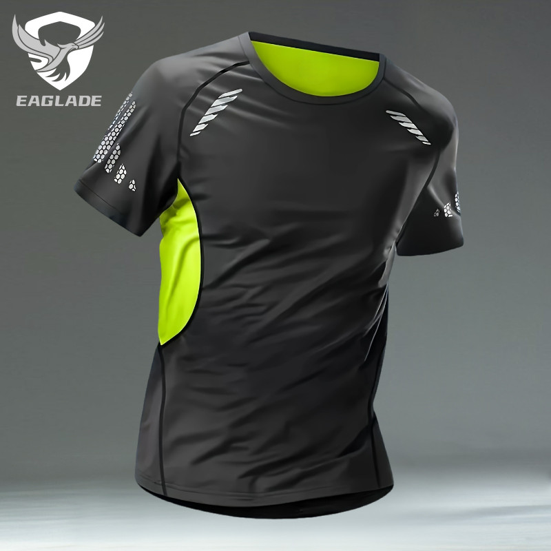 EAGLADE เสื้อยืดสําหรับผู้ชาย ผู้ชาย แห้งเร็ว ระบายอากาศได้ ยืดได้ 760 สีเขียว K11
