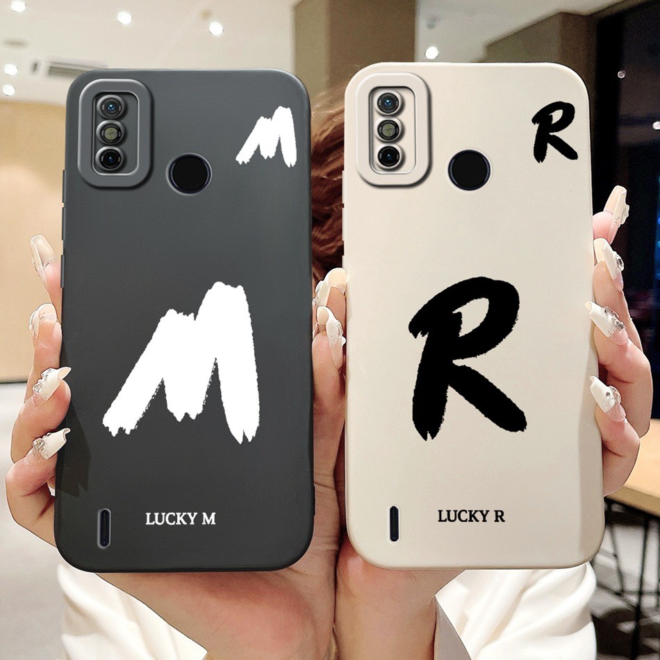สําหรับ Tecno Spark Go 2020 / Spark 6 Go KE5j KE5k KE5S Lucky จดหมายเริ่มต้นเคสโทรศัพท์เลนส์ป้องกันซิลิโคนอ่อนนุ่มกรณี