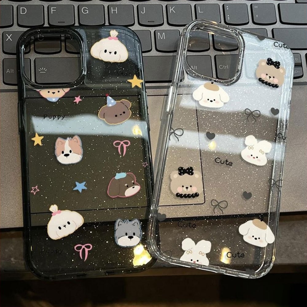iPhone 16 Pro Max iPhone 11 เคสใสแบบแวววาว TPU นุ่มสีสันสดใส สัตว์น่ารักและสวยงาม Compatible iPhone15 Pro max 14 13
