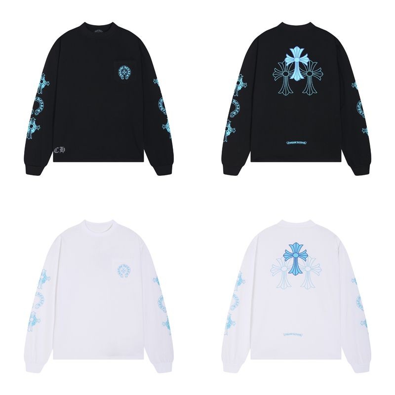 Chrone He*ts Street Wear  สันสกฤตพิมพ์เสื้อกันหนาวฤดูใบไม้ผลิฤดูใบไม้ร่วงผู้ชายผู้หญิงสไตล์เดียวกันหลวมสบายๆAll-Match Top