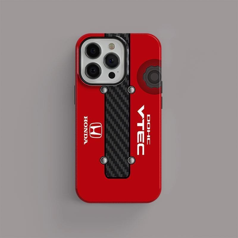 JDM classic red engine pattern key case, vtec, 16promax, 14pro, 14 plus mobile phone case, 12pro mob