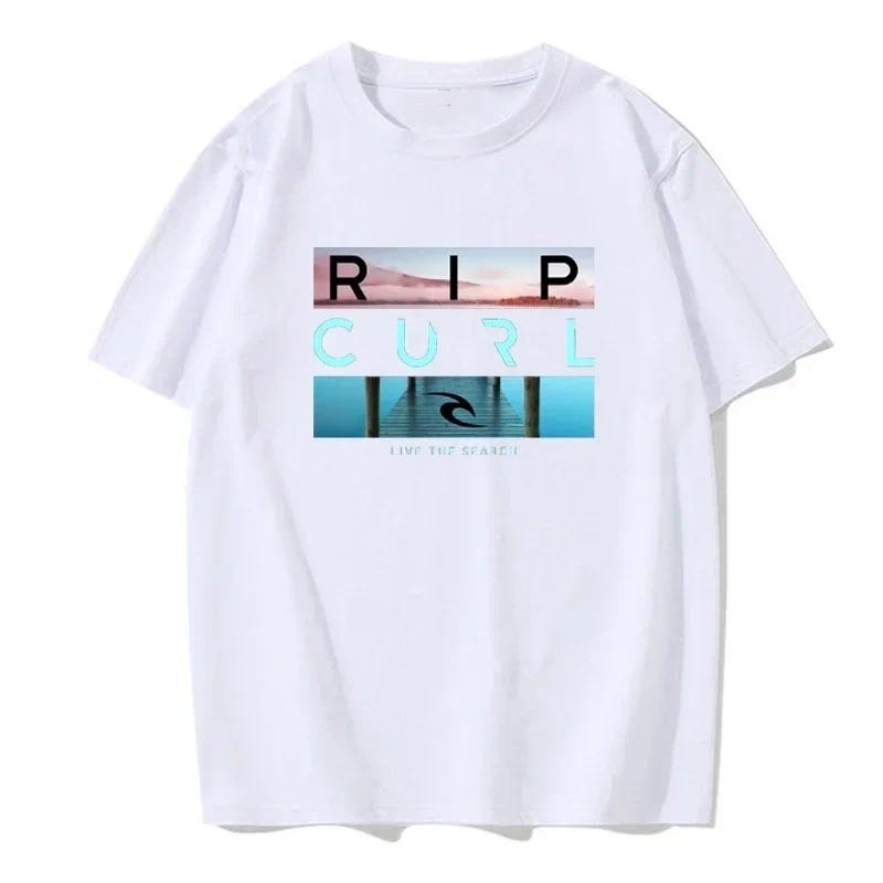 COD ขาย Rip Live the Search Beauty Curl โลโก้เสื้อยืดผู้หญิงฤดูร้อนคุณภาพสูงสีขาวเสื้อยืดผู้หญิงเสื้