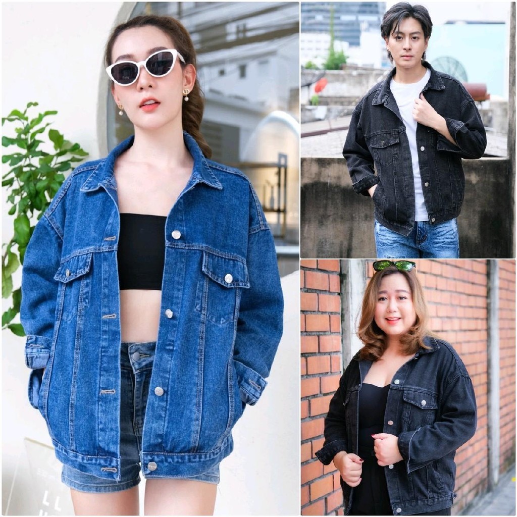NEW แจ็คเก็ตยีนส์แขนยาวทรงเรียบหรู หญิงชายใส่ได้ รุ่น7010