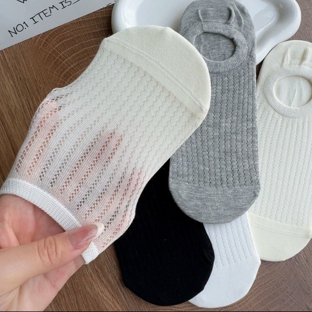 MODEMFASHION ถุงเท้าข้อเว้า ถุงเท้าแฟชั่น (5สี/10คู่ ) พร้อมส่ง NO.W128