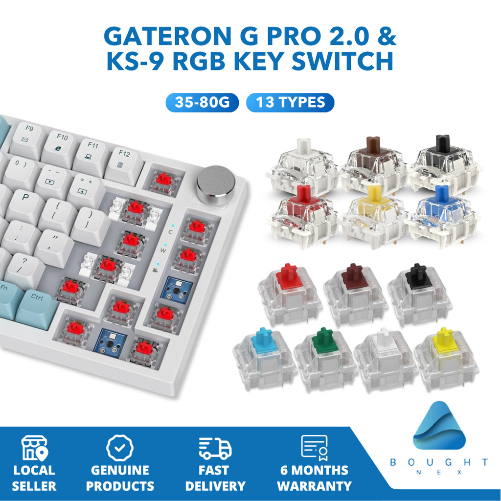 Gateron G Pro 2.0 & KS-9 RGB Key Switch - คีย์บอร์ดแบบกลไก MX Type สีแดง น้ําเงิน น้ําตาล เหลือง เขี