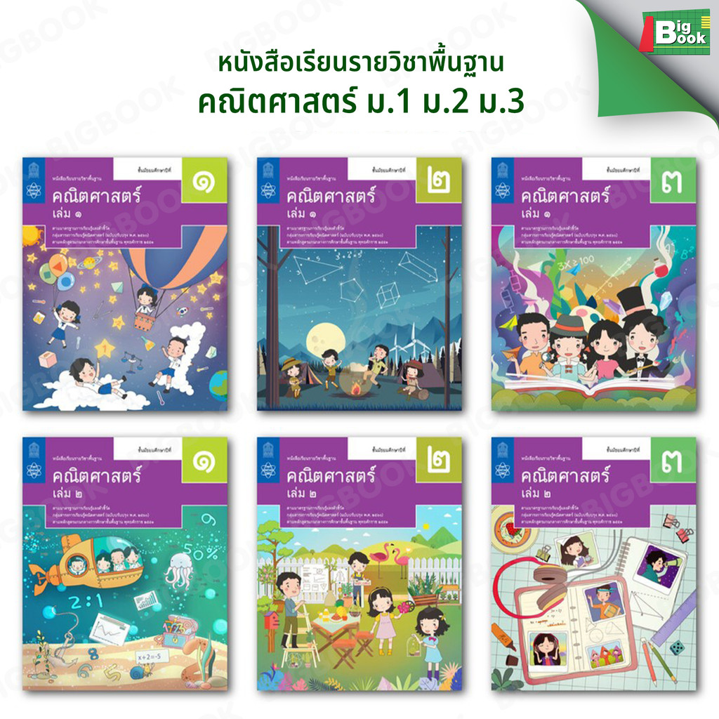 หนังสือเรียนวิชาพื้นฐาน คณิตศาสตร์  ระดับชั้น ม.1 ม.2 ม.3  เล่ม 1,เล่ม 2   (สสวท.)