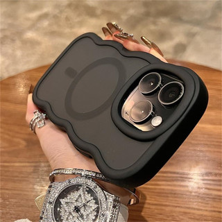 สําหรับ Magnetic Matte Wavy Curly สําหรับ iPhone 16 14 15 13 12 Pro Max ไร้สายชาร์จซิลิโคนกันชนกันกระแทก