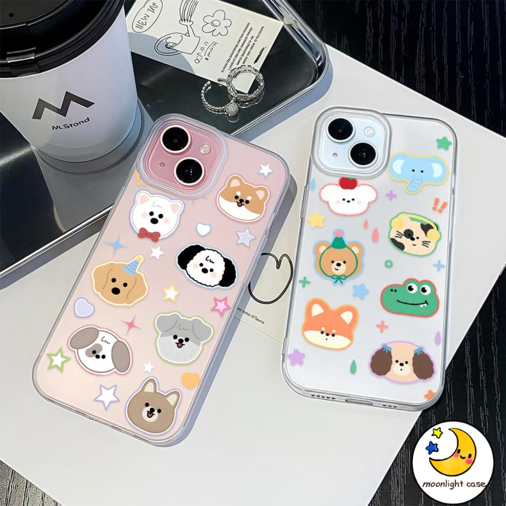 💟GOOD💟เคสมีน้ำค้างแข็ง Frosted หัวสัตว์ตัวน้อย ลูกสุนัขน่ารัก สําหรับIPhone16 15 14 13 12 11 7 8 plus Pro Promax X XR XS