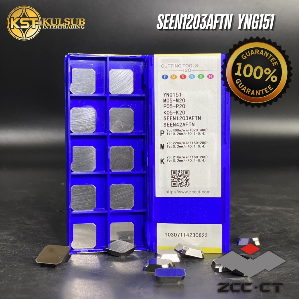 ZCC-CT เม็ดมีดกลึง INSERTS ZCC แท้ 100% SEEN1203AFTN YNG151 เหล็ก เหล็กกล้า เหล็กหล่อ