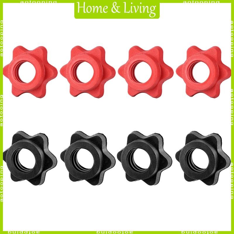 AOTOO 4 ชิ้น Spin-Lock Collar Hex Nuts Clamp สําหรับดัมเบลยกน้ําหนัก