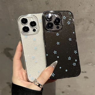 💕SUN💕เคสใสแบบแวววาว TPU นุ่มสีสันสดใส ดาวห้าแฉกสีสันสดใส เคสไอโฟน iPhone14 7 8PLUS 16 15 14 13 12 11Promax X XR XSMax
