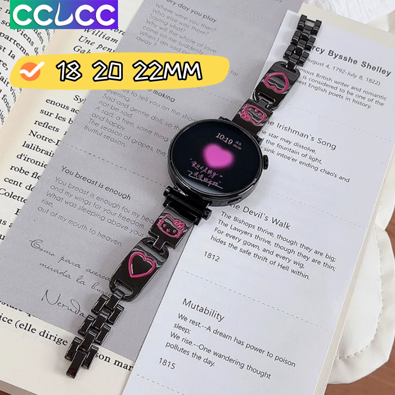 CCLC สําหรับ Huawei GT5 46 มม.GT2 starlight สาย gt4 ใหม่น่ารัก Kitty โลหะ 41 มม.สายรัดข้อมือ,18/20/22 มม.Smart watch 4/3pro สแตนเลส Slim band 10 Fit 4Pro สายรัดข้อมือ