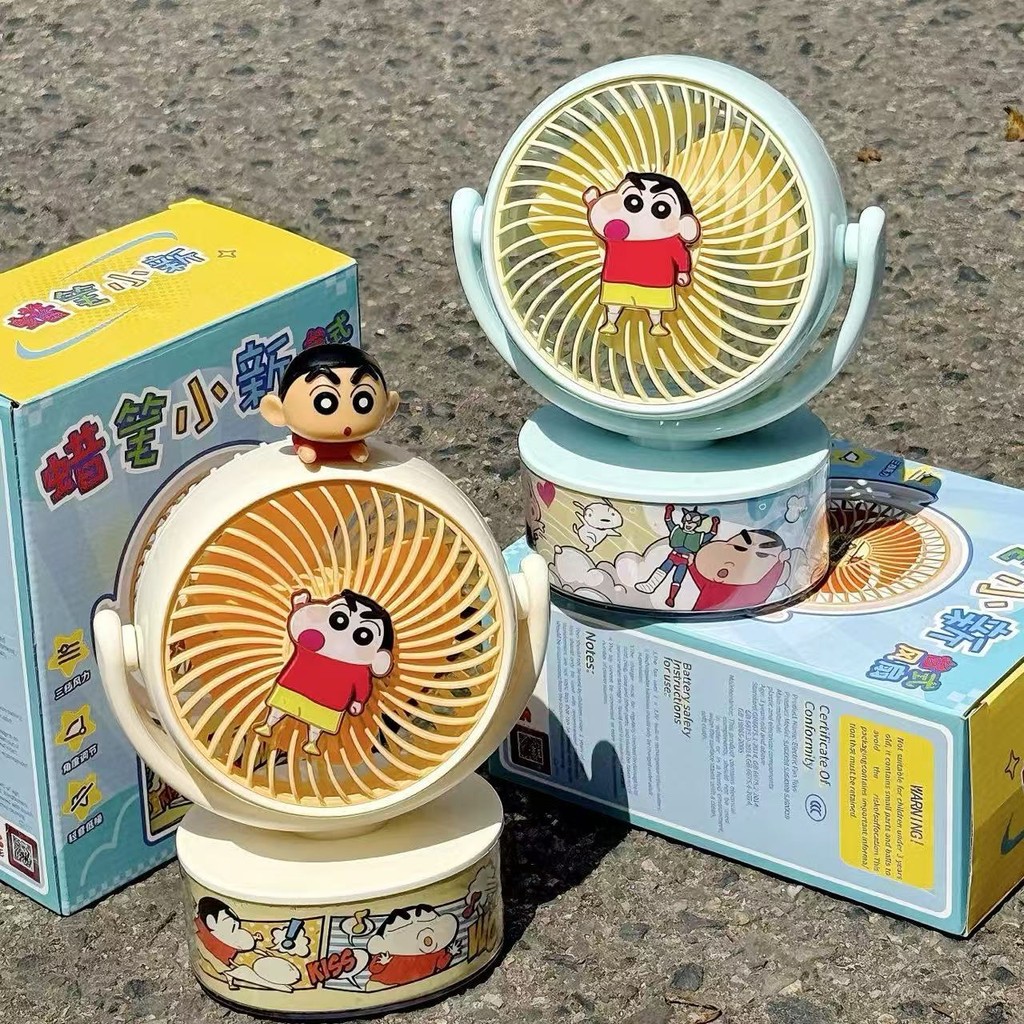Crayon Shin-Chan พัดลมตั้งโต๊ะตั้งโต๊ะ Mini usb ชาร์จสํานักงานปิดเสียงหอพักนักเรียนพัดลมไฟฟ้าแบบพกพา