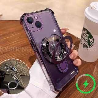 เคสสําหรับiPhone 13 14 pro max 14 plus 13 Mimiเคสโทรศัพท์ใหม่วงเล็บชาร์จแม่เหล็กสี่มุมAnti Dropโปร่งใสSoft shell 001