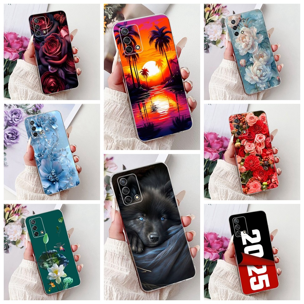 Clear สําหรับ Oppo A95 4G กรณี CPH2365 ความงามแมวน่ารักแฟชั่นดอกไม้ทาสีปกหลัง Oppo A95 CHP2365 เคสโท