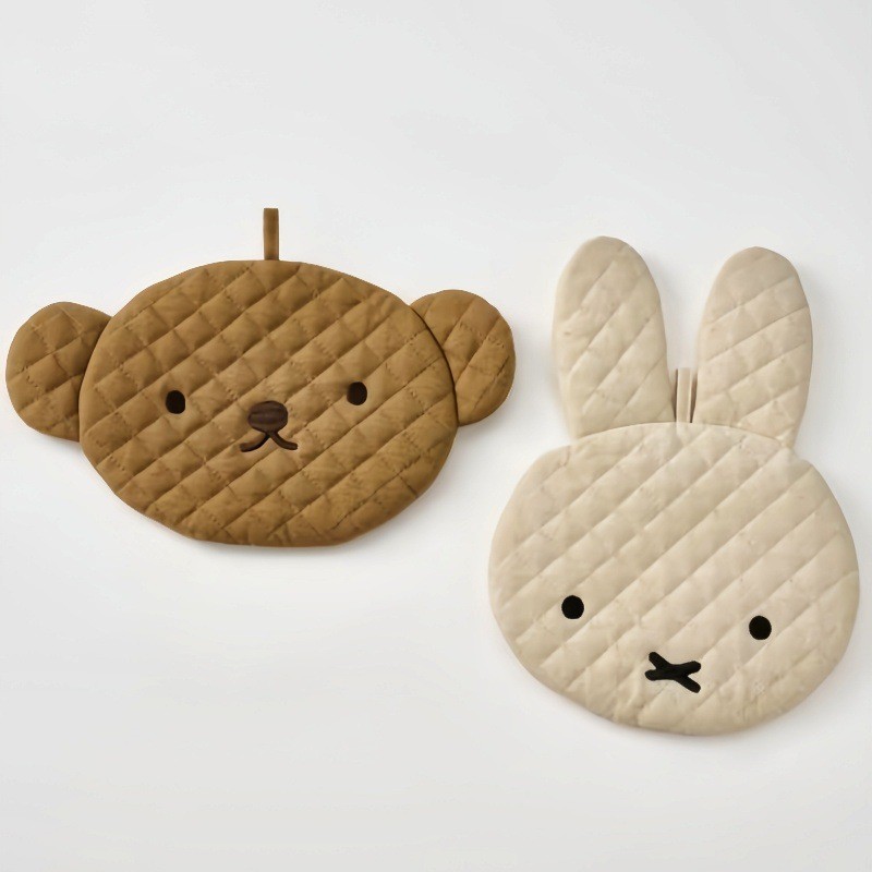ถุงมือฉนวนกันความร้อน Miffy Boris ปัก Coaster หม้อเสื่อเตาอบไมโครเวฟ Anti-Scalding ถุงมือ