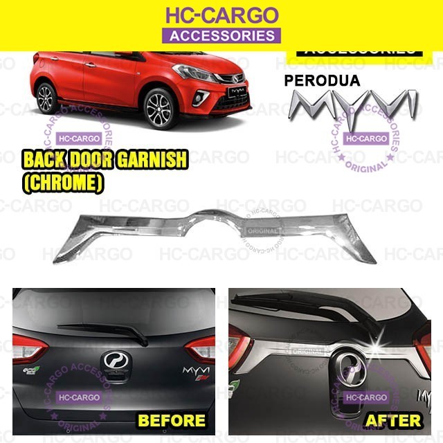 HC Cargo Perodua Myvi 2018 - 2025 อุปกรณ์ตกแต่งประตูด้านหลัง - สแตนเลส