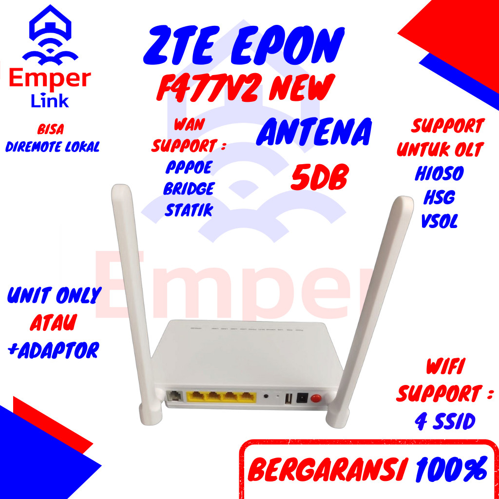 ZTE F477 V2 F477V2 ONU ONT EPON ใหม่สนับสนุน PPPOE VLAN Static Bridge ทั้งหมด OLT HISO HSGQ