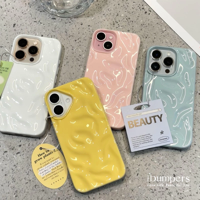 ibumpers เคสไอโฟน เกาหลี Simple Meteorite รูปแบบกรณีสี Candy สําหรับ iPhone 11 12 13 14 15 16 Pro Max ใหม่ปกหลังซิลิโคนอ่อนนุ่มกันกระแทก - รูปที่ 1