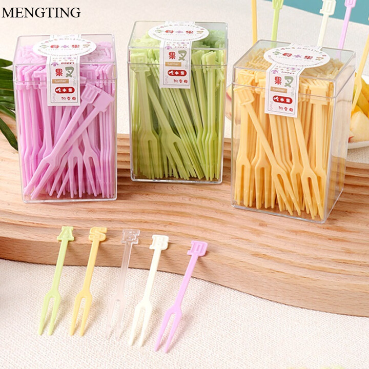 MENGTING ส้อมพลาสติกใช้แล้วทิ้ง ส้อมพลาสติกเกรดอาหาร ส้อมเสียบผลไม้ ส้อมขนมเค้ก ส้อมขนมสำหรับเด็ก【260ชิ้น*2】
