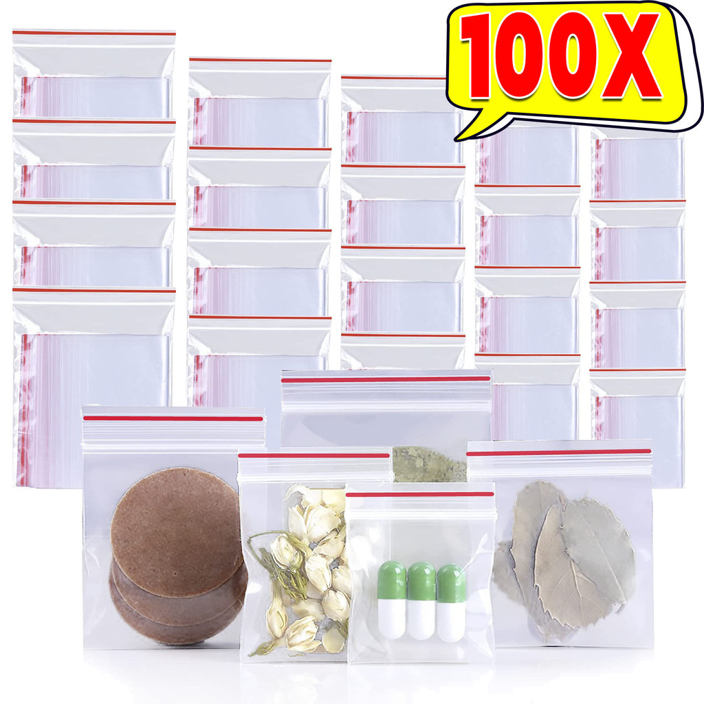 100 ชิ้น Thicken Zipper Self-sealing กระเป๋า - พลาสติกใสนํามาใช้ใหม่ขนาดเล็กบรรจุกระเป๋าเก็บเครื่องประดับ - กระเป๋า Poly รีไซเคิล