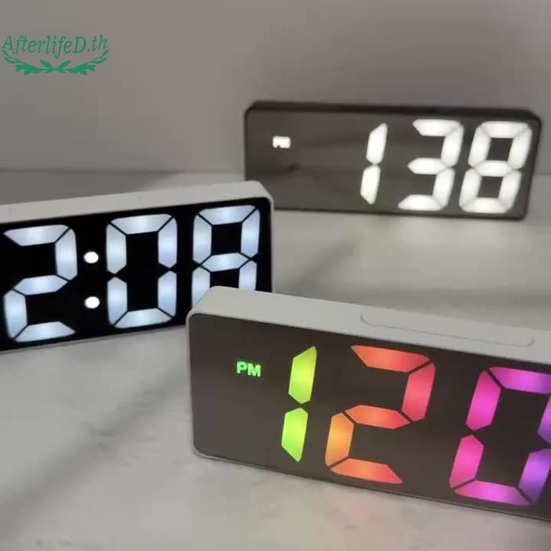 AF LED กระจกนาฬิกาปลุกอิเล็กทรอนิกส์นาฬิกาปลุกดิจิตอลนาฬิกาตั้งโต๊ะดิจิตอลห้องตกแต่งโต๊ะสมาร์ทเครื่องมือขนาดเล็ก Home A